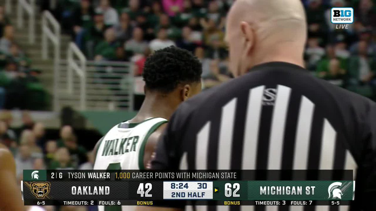 1️⃣0️⃣0️⃣0️⃣ points for Tyson Walker at Michigan State Men's Basketball. 👏