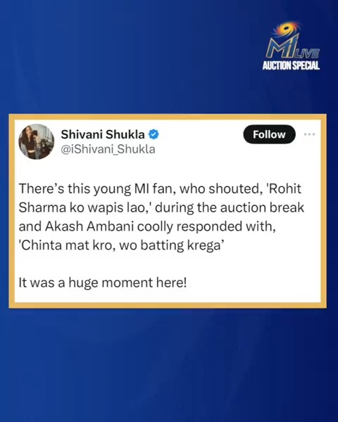 𝘊𝘩𝘪𝘯𝘵𝘢 𝘮𝘢𝘵 𝘬𝘢𝘳𝘰 𝘸𝘰𝘩 𝘣𝘢𝘵𝘵𝘪𝘯𝘨 𝘬𝘢𝘳𝘦𝘨𝘢 💙 #OneFamily #MumbaiIndians #IPLAuction