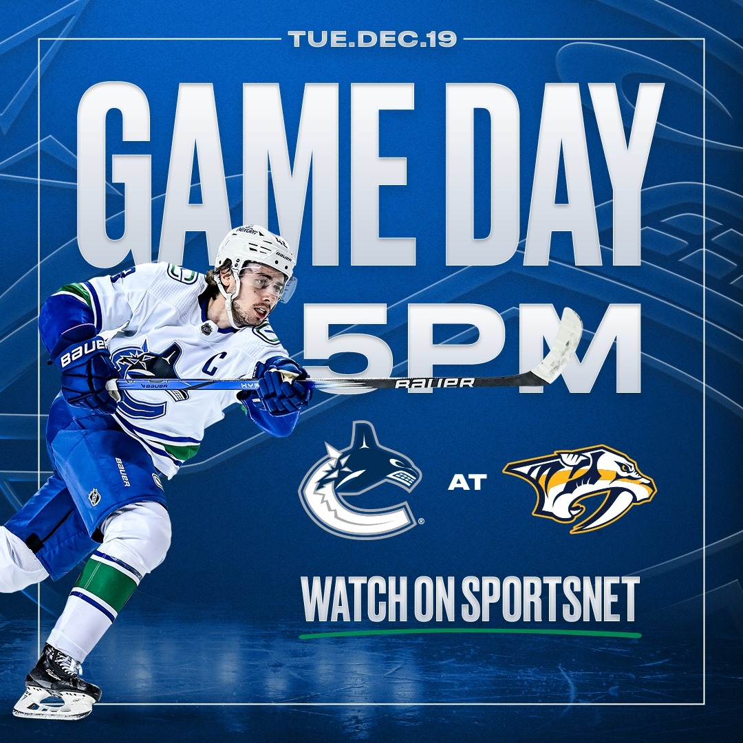 Road trip continues in Nashville! 🤠 🆚 Nashville Predators ⏰ 5:00 PM PT 📍 Nashville, TN 📺 Sportsnet 📻 Sportsnet 650 GAME NOTES |