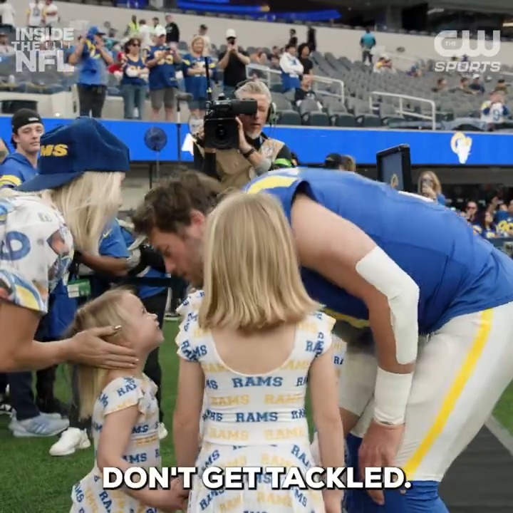"Have a good game, don't get tackled!" Matthew Stafford's daughter offering up some very important pregame advice. 😂 (via NFL Films)