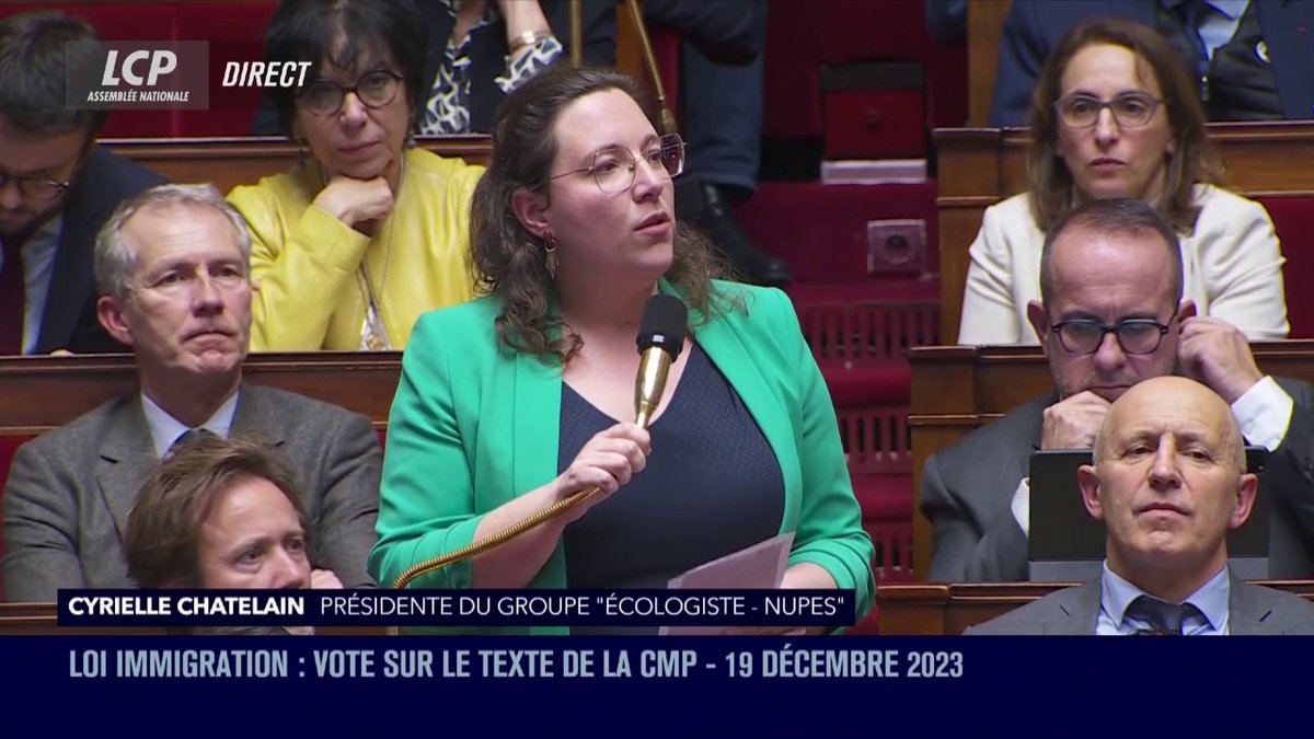 .Cyrielle Chatelain appelle les députés de la majorité à "faire barrage aux idées du Rassemblement national". "Si vous salissez la République, que défendrez-vous ?" #PJLImmigration #CMP #DirectAN