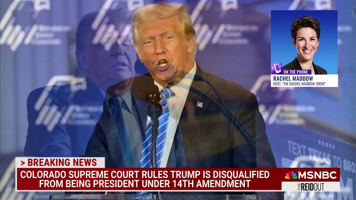 Rachel Maddow reacts to Trump getting kicked off the Colorado ballot and where this is heading. “If the Supreme Court were to affirm this ruling, he could be disqualified not just in Colorado but in multiple states. So, the stakes could not be higher.”