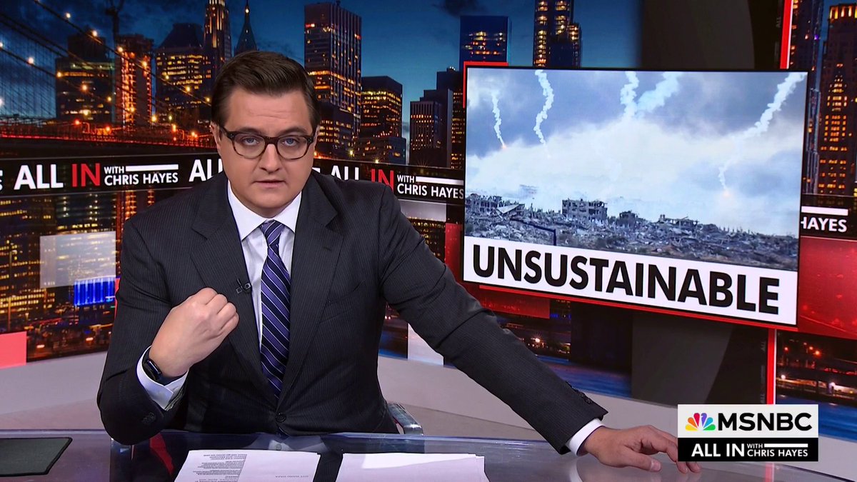 .Chris Hayes: “There is no terrorist attack, no matter how horrific—and truly Oct. 7 was horrific—that can wash clean what we are seeing in Gaza and what we as Americans and our government are abetting. It must end. We must stop it.”