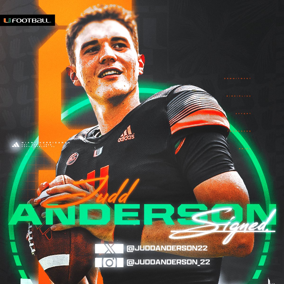 Welcome to the Canes family, Judd Anderson! 🏈 Quarterback 🏠 Warner Robins, GA 📕 Warner Robins #GoCanes | #NSD24
