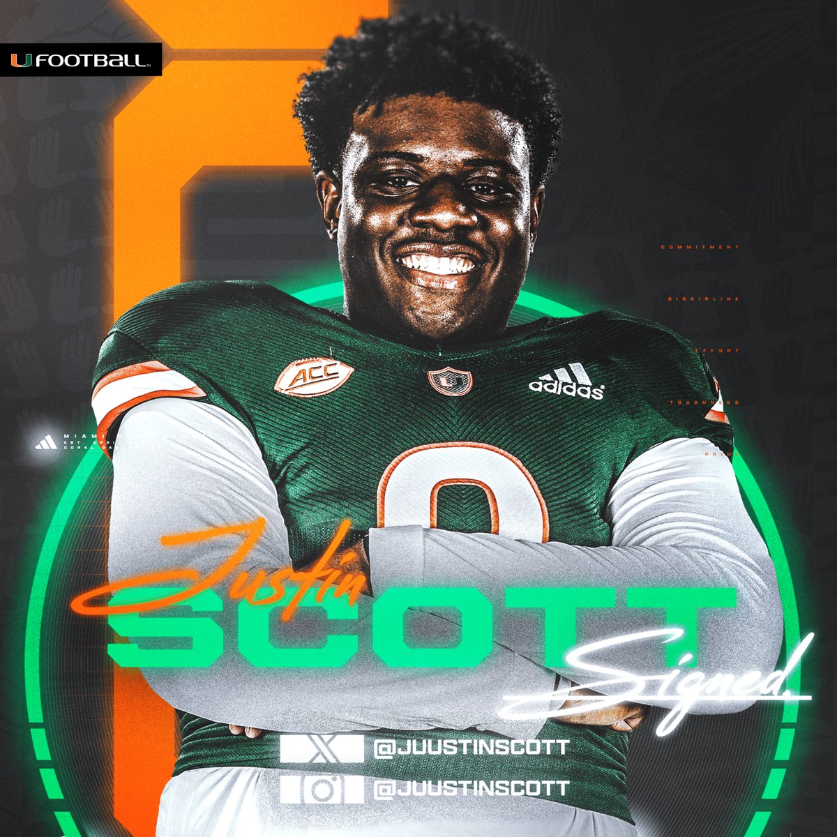 Welcome to the Canes family, Justin Scott! 🏈 Defensive Lineman 🏠 Chicago, IL 📕 St. Ignatius #GoCanes | #NSD24