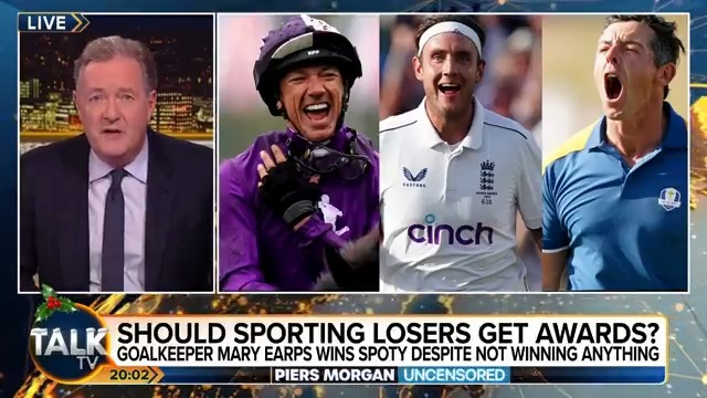 "It looks to me that terrible scourge of virtue-signalling box-ticking has crept into this once great award." Piers Morgan thinks Mary Earps winning Sports Personality Of The Year is 'a celebration of mediocrity'. Piers Morgan | Talk | #PMU