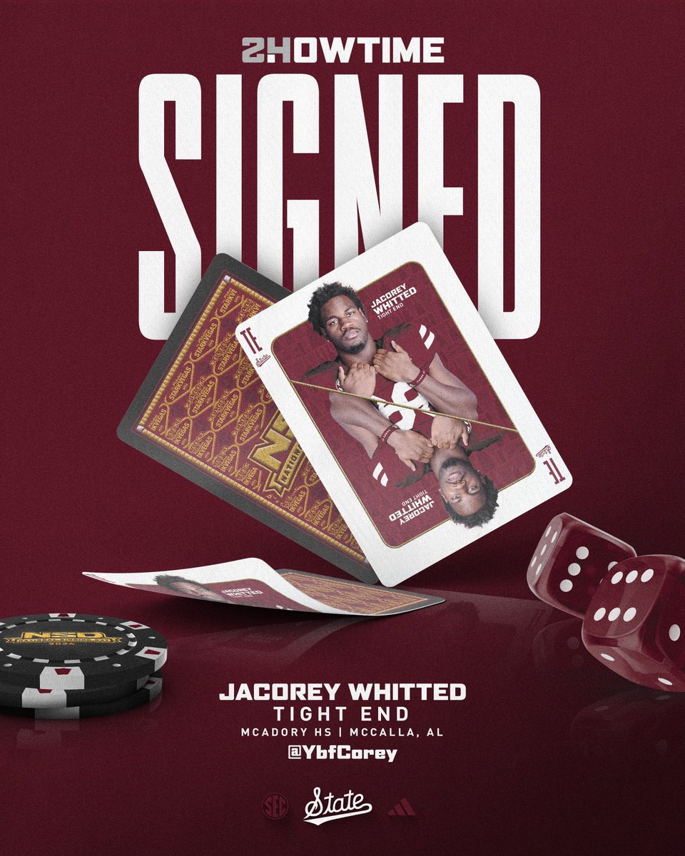 He's a 6-6 tight end with over 600 yards receiving and nine touchdowns last season! Join us in welcoming Jacorey Whitted to our Bulldog family! ๐ฐ ยป ๐๐ผ๐น๐น๐ผ๐ ยป ๐ฝ๐๐ถ๐๐๐๐ฆ ๐ท. ๐โ๐๐ก๐ก๐๐ #SHOWTIME | #HailState๐ถ