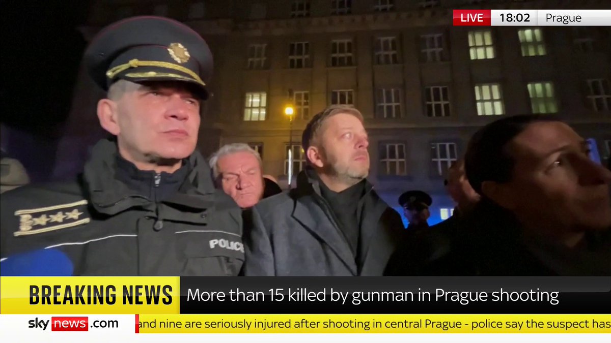 BREAKING: More than 15 people have been killed in a shooting in Prague. The shooter was believed to be a student at Charles University where the shooting took place, and his father was found dead earlier in the day - according to reports. 📺 Sky 501