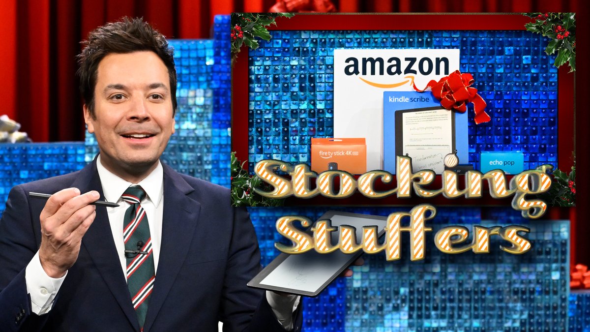 Jimmy gives the Studio 6B audience a bundle of Amazon Devices for Day 5 of Stocking Stuffers! 🎁 #FallonTonight