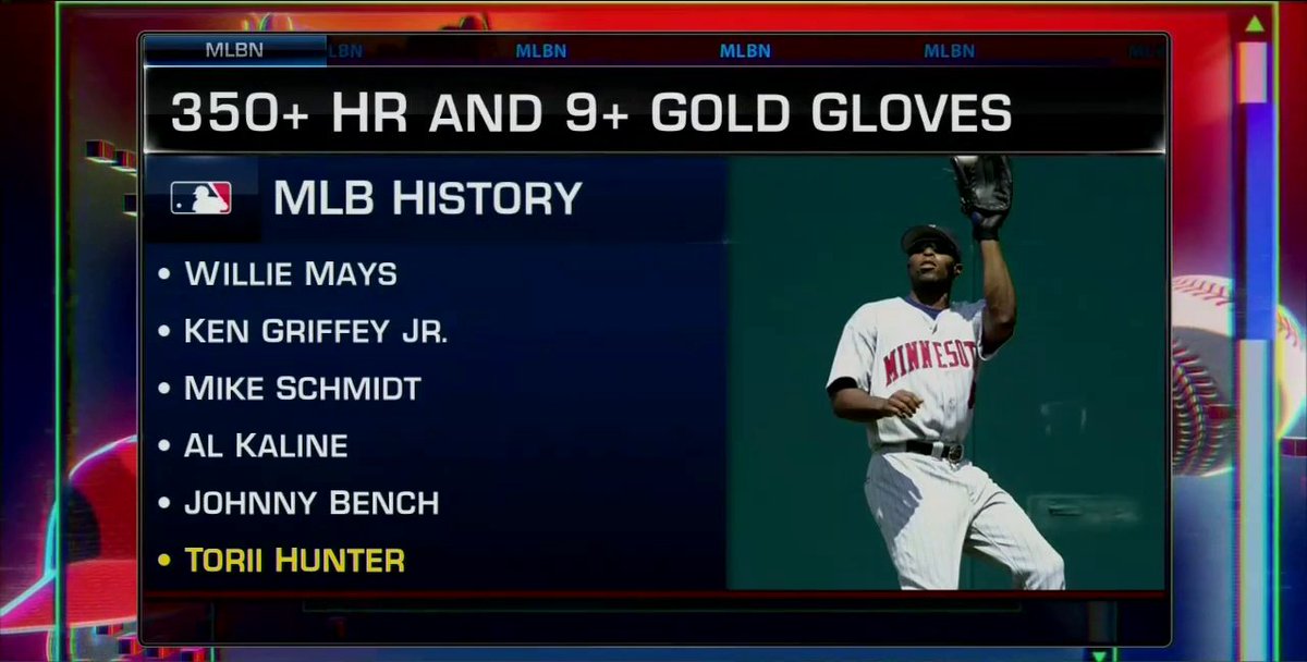 "When I think of the best center fielders in the game, I think of Griffey, I think of Andruw Jones, and I think of Torii Hunter." - Chris Young on #MLBNHotStove