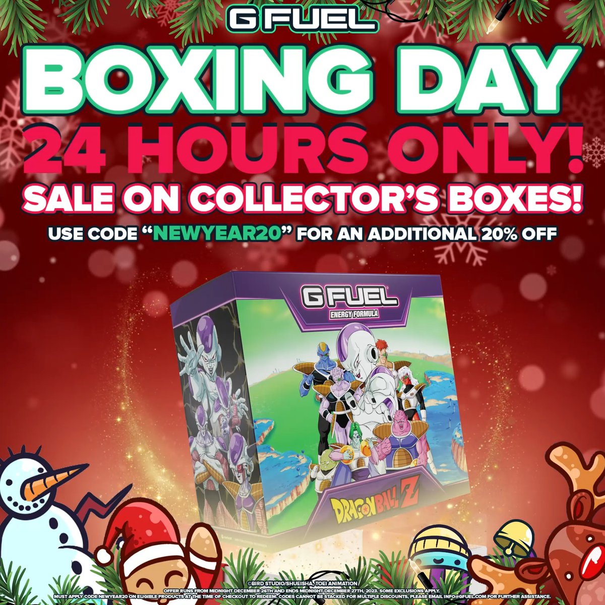 โค๏ธ ๐ฅ๐ง + ๐๐ข๐๐๐ข๐ช to win a #GFUEL COLLECTOR'S BOX of your choice! Picking 2 winners tomorrow in honor of our 24 HOUR #BoxingDay SALE! ๐ CB's are up to 13% OFF + Code "NEWYEAR20" = EXTRA 20% OFF! ๐ ๐ฆ๐๐ข๐ฃ:
