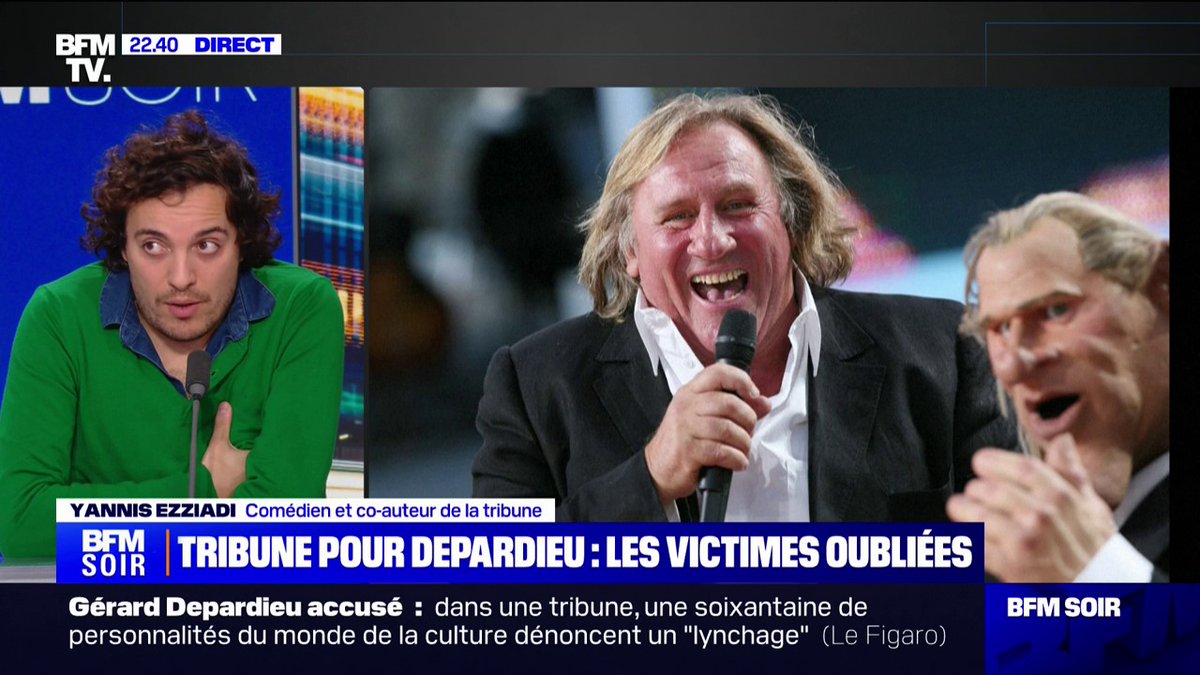 "Les hommes ont peur (...) peur d'avoir des plaintes contre eux quand bien même ils n'auraient rien fait" ➡ Yannis Ezziadi raconte les raisons qui l'ont poussé à écrire la tribune polémique en soutien à Gérard Depardieu