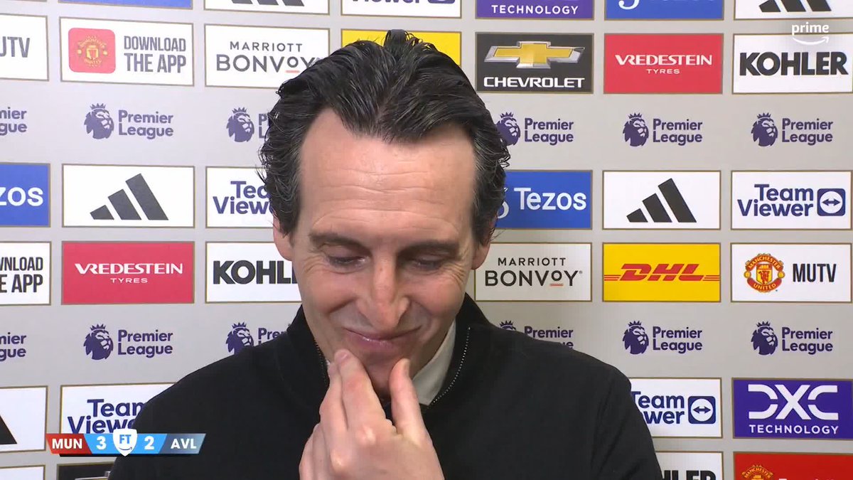 "39 points...it's amazing" 🤣 Unai Emery is still positive about Aston Villa's position, despite their loss to Man Utd #PLonPrime #MUNAVL