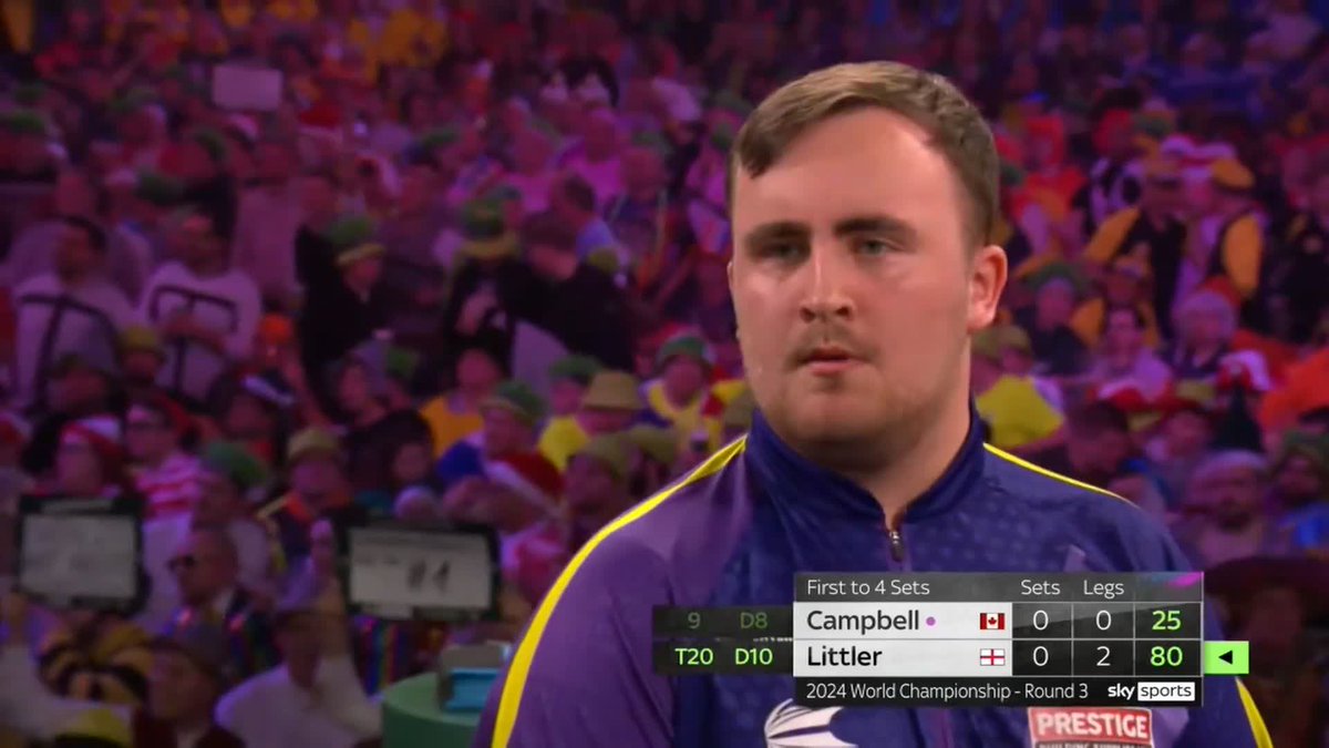 It's a very comfortable start for Luke Littler... He takes the opening set in straight legs to lead against Matt Campbell. 📺 #WCDarts | R3
