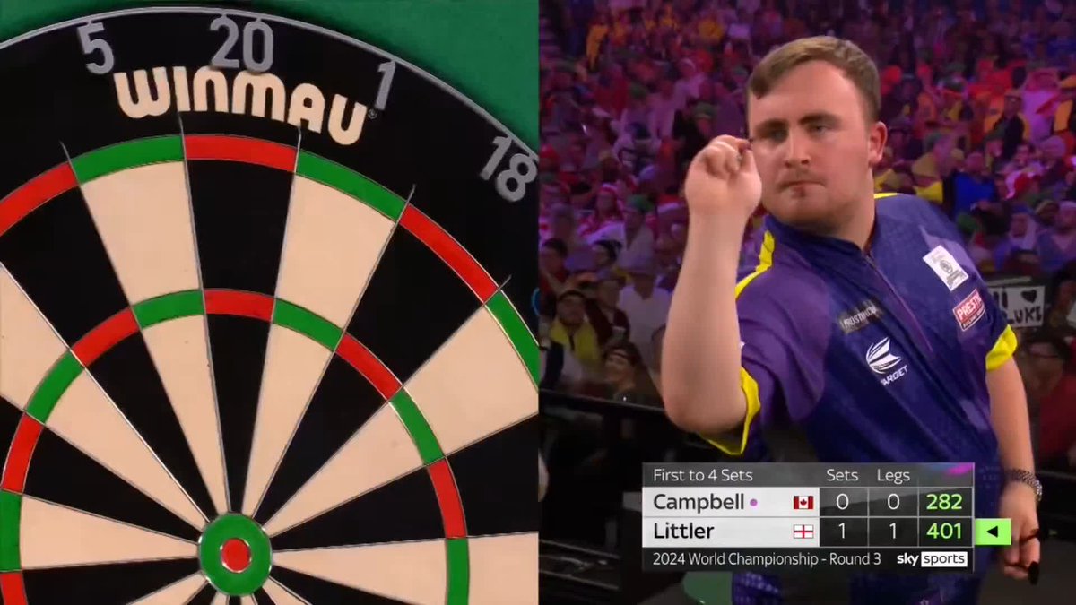 RIDICULOUS FROM LITTLER! A 130 finish Luke Littler to lead 2-0 in the second set and break Campbell. Devastating!