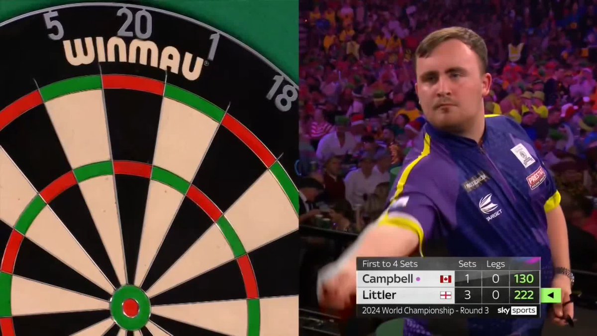 164 FROM LITTLER!!! Stop that. Stop. That. It's just so good from Littler as he breaks Campbell to lead the fifth set with a 164 finish! 📺 #WCDarts | R3