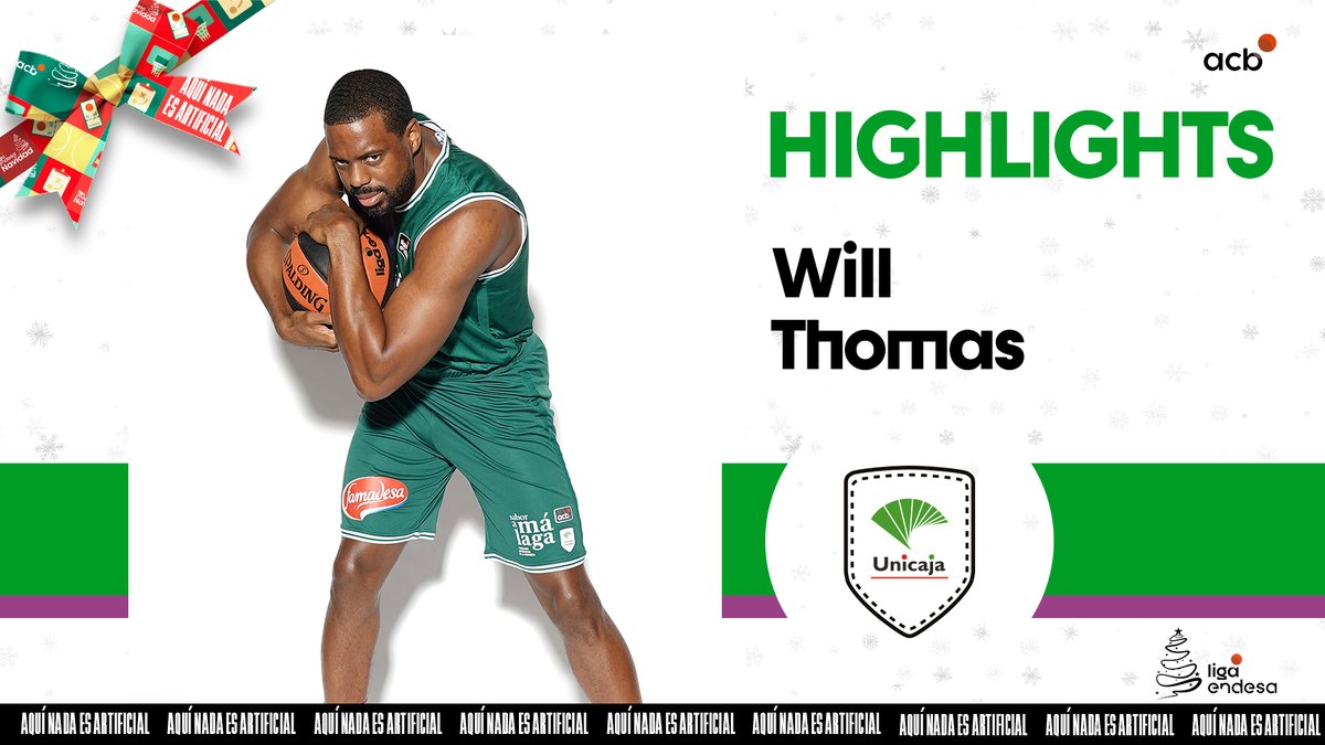 😎 La exhibición de TÍO WILL en el triunfo de UnicajaCB frente al Barça Basket: 1⃣6⃣ puntos 2⃣4⃣ valoración #LigaEndesa | Will Thomas #ListosParaRomperla