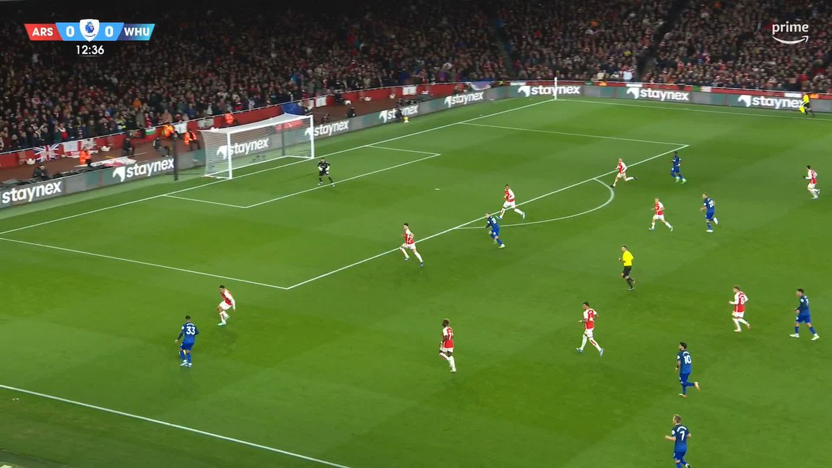 Well, well, well! The Emirates is stunned as West Ham break the deadlock thanks to Tomas Soucek! #PLonPrime #ARSWHU