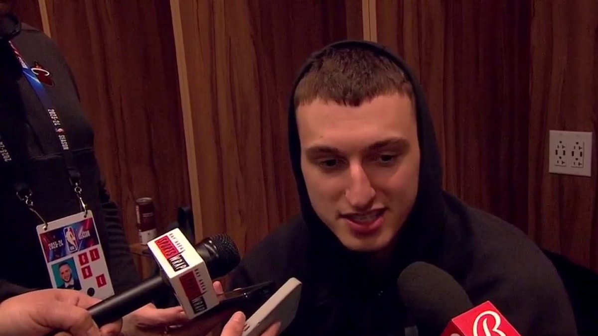 Nikola Jovic addresses the media and talks about his role in Thursday's win over Golden State. 🎙