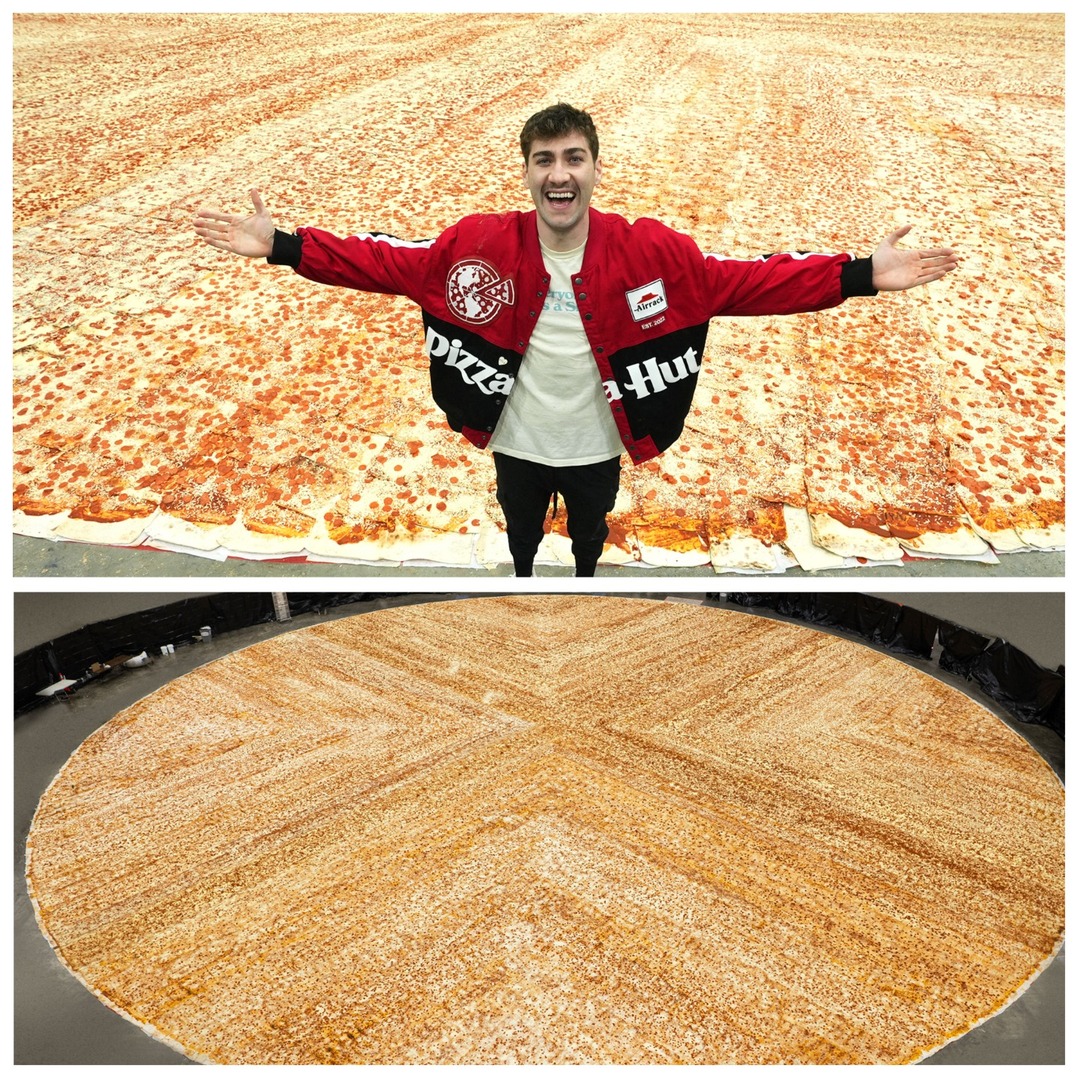 Best of 2023: YouTuber Airrack created the world's largest pizza with Pizza Hut 🍕