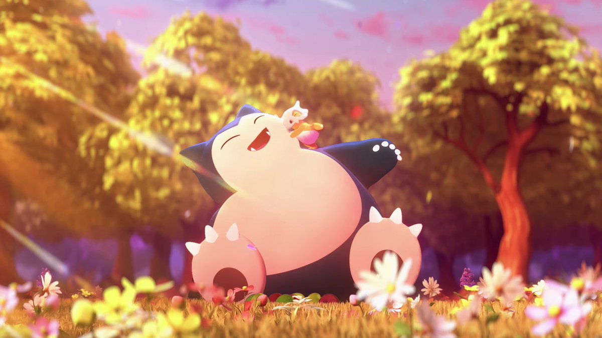 Snorlax and Cubone are enjoying a pleasant spring breeze. They could get used to this… 😌😌 #SnorlaxAndCubone