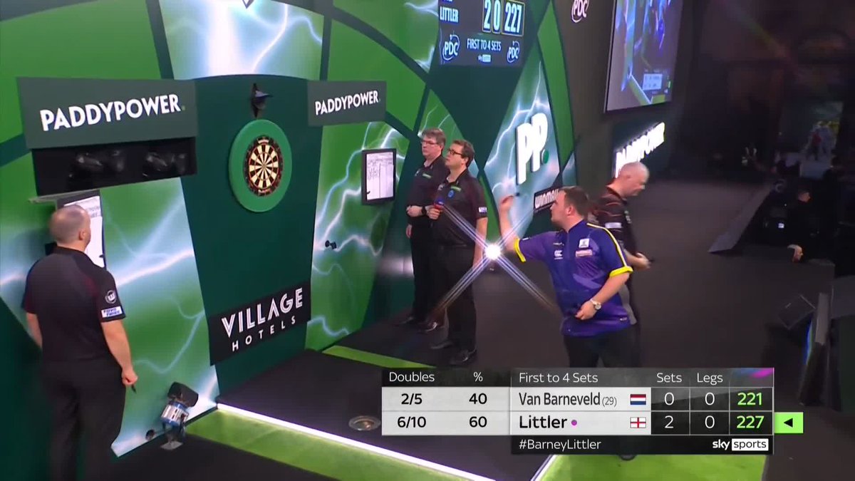 "IT'S SENSATIONAL!" Luke Littler pins two double tops for a 100 checkout to take the lead in the third set! 📺 #WCDarts | R4