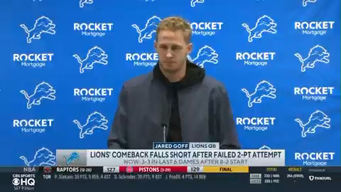"I don't know if I'll get fined for this, but I do know that Decker reported. I do know that Dan Skipper did not." - Lions QB Jared Goff on the illegal touching penalty