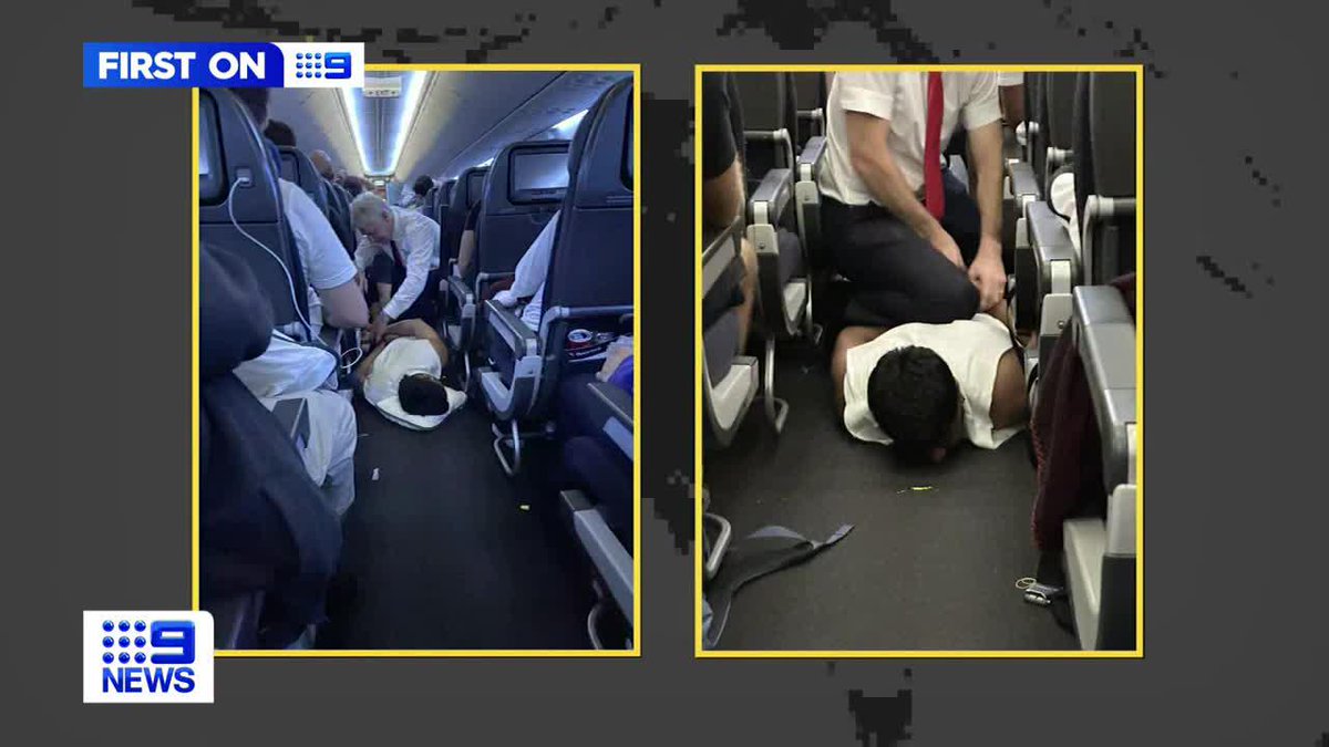 A man has been restrained by passengers on board a Qantas plane flying into Melbourne from Bali. The 28-year-old was pinned down on the cabin floor for hours after he began yelling and lashing out at flight attendants. Adam Hegarty #9News