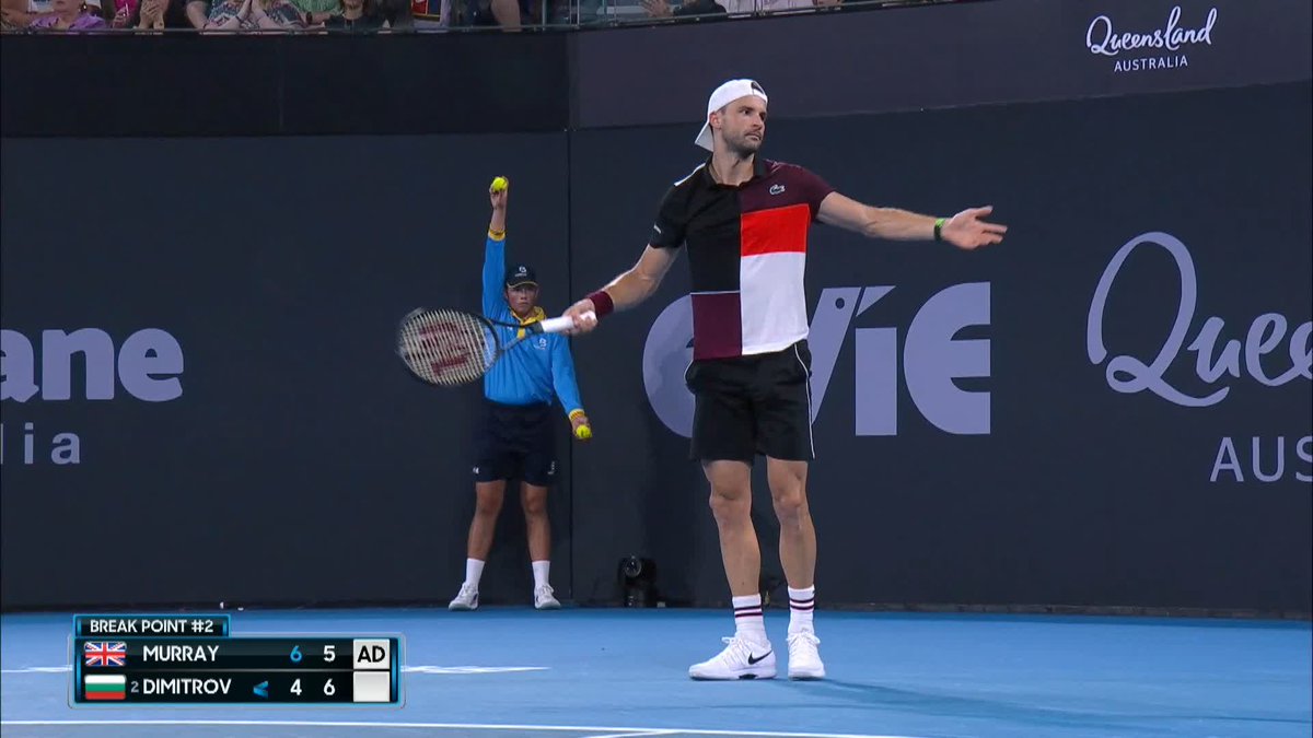 Broken strings, no worries 😉 A remarkable smash from Grigor Dimitrov 🔥 #BrisbaneTennis