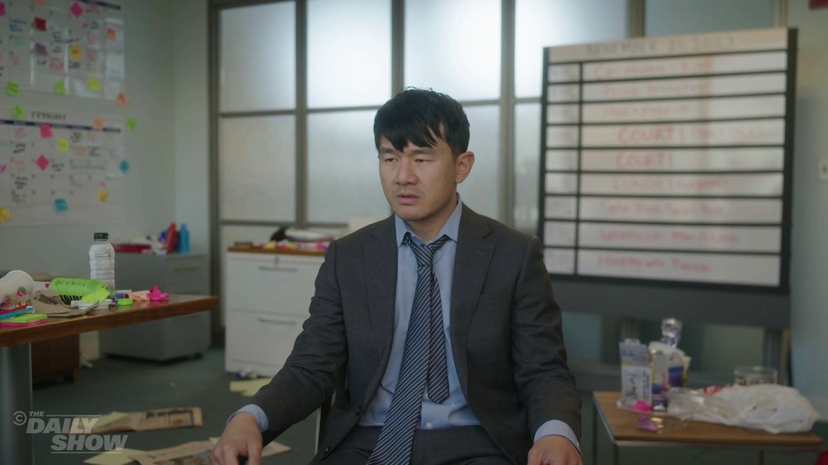 Even powerhouse scheduler Barnaby Dirk (Ronny Chieng) is humbled by Trump's trial schedule.