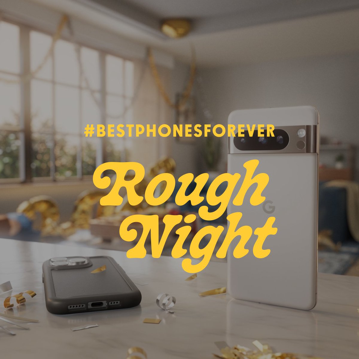 A long night of group shots leaves iPhone®️ wishing it could party like Pixel. #BestPhonesForever Learn more about how Best Take can help photos from last night get #FixedOnPixel: