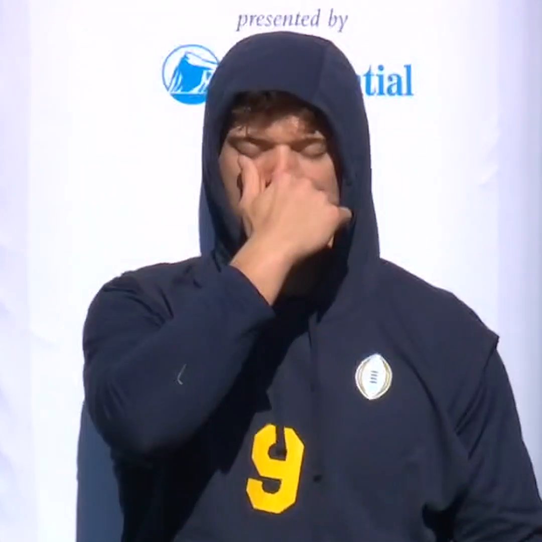 J.J. McCarthy appeared to be meditating and grounding in bare feet pregame 👀 #CFBPlayoff | Pat McAfee