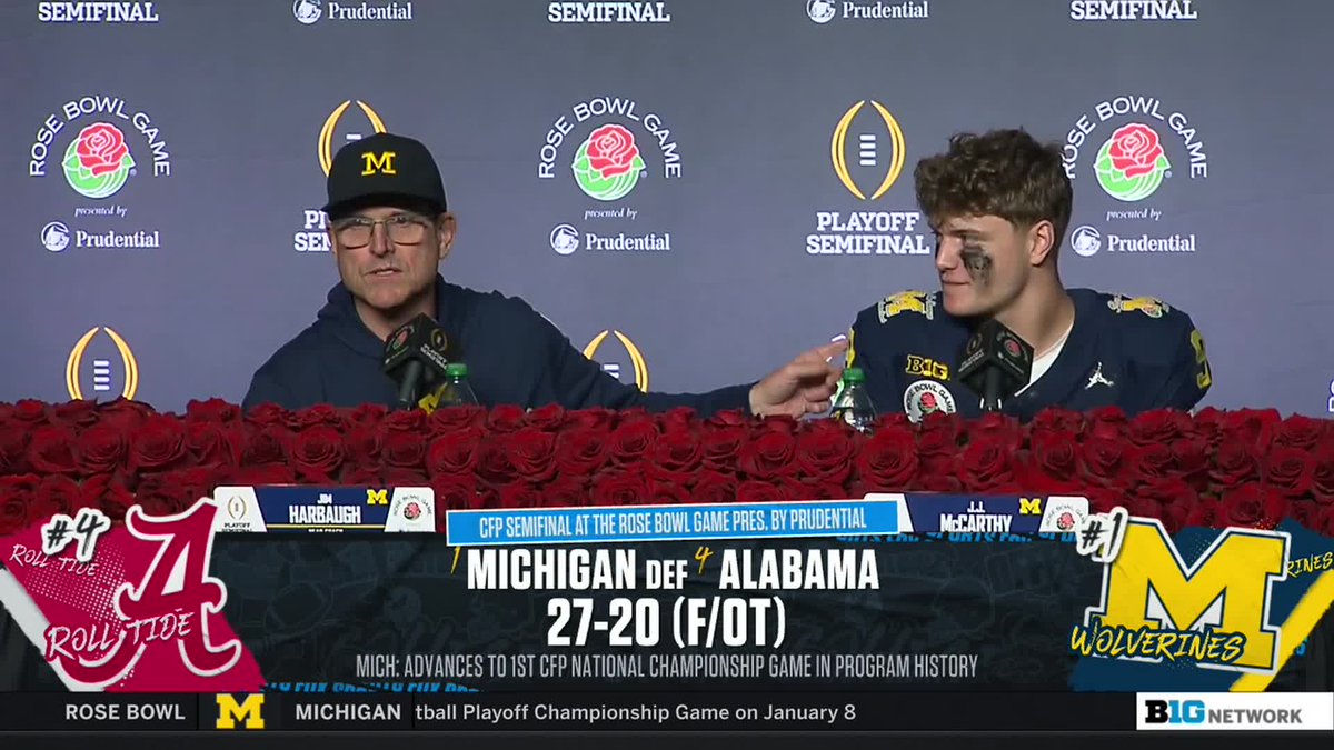 Tom Brady is the greatest QB to ever play for Michigan. 🐐 But Jim Harbaugh reiterates that J.J. McCarthy owns the best college career in Michigan Football history.