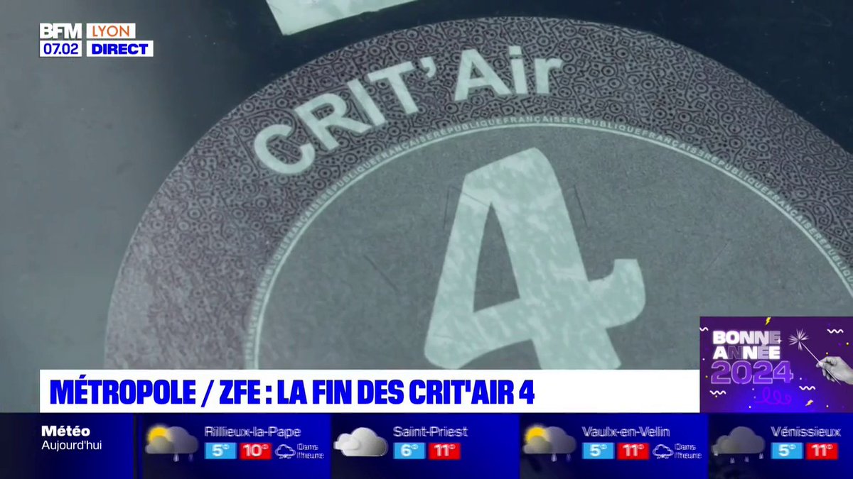 Depuis le 1er janvier, tous les véhicules classés Crit'air 4 et 5 ont l'interdiction de circuler à Lyon, Villeurbanne et sur la M6, la M7 et le boulevard Laurent Bonnevay