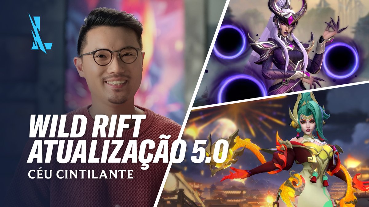 É um pássaro? Um avião? É a Atualização 5.0: Céu Cintilante com PapaSmoothie e John da equipe do Wild Rift! Dia 17/01, teremos: 🌑 Novos Campeões 👊 Novos modos de jogo 🐉 …Dragões? ... e mais! ▶️ ASSISTA JÁ: