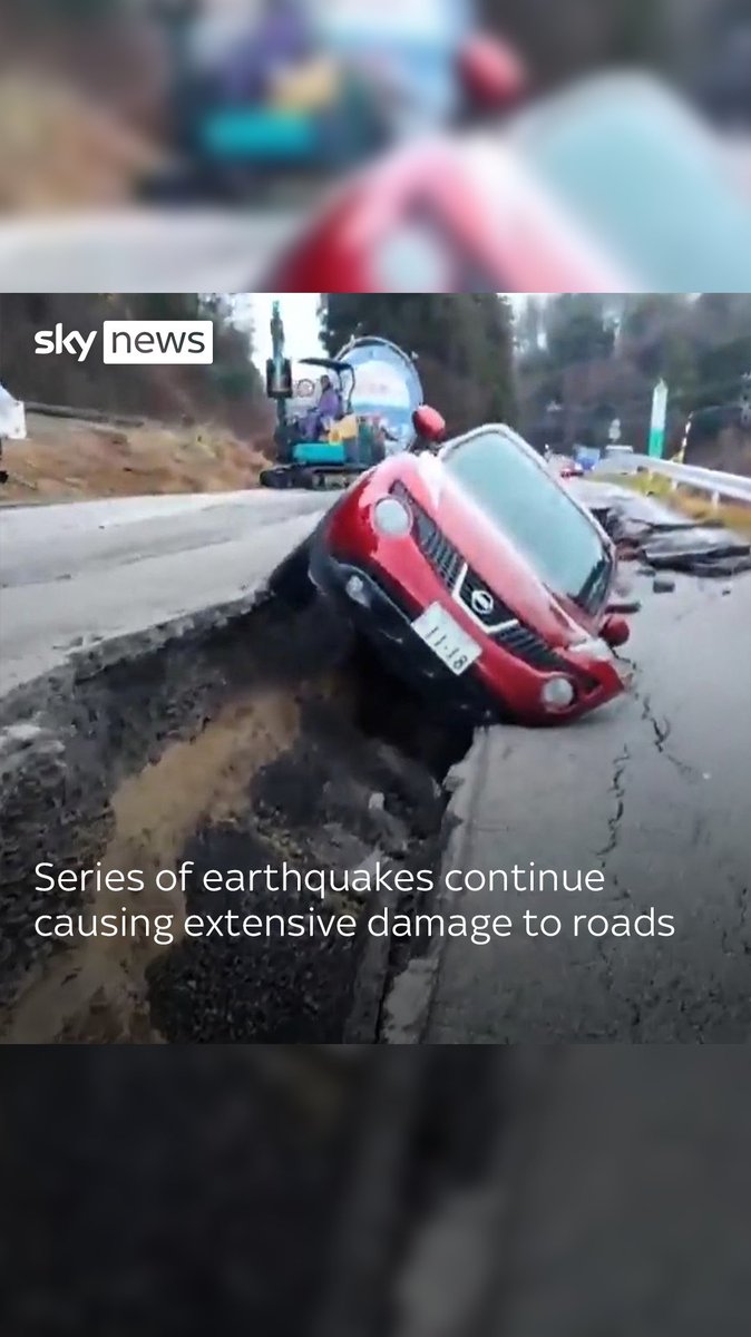 Roads have collapsed in Noto Peninsula, Japan, swallowing up cars following the most recent 5.5 magnitude earthquake. Over 150 earthquakes have hit Japan since New Year's Day.