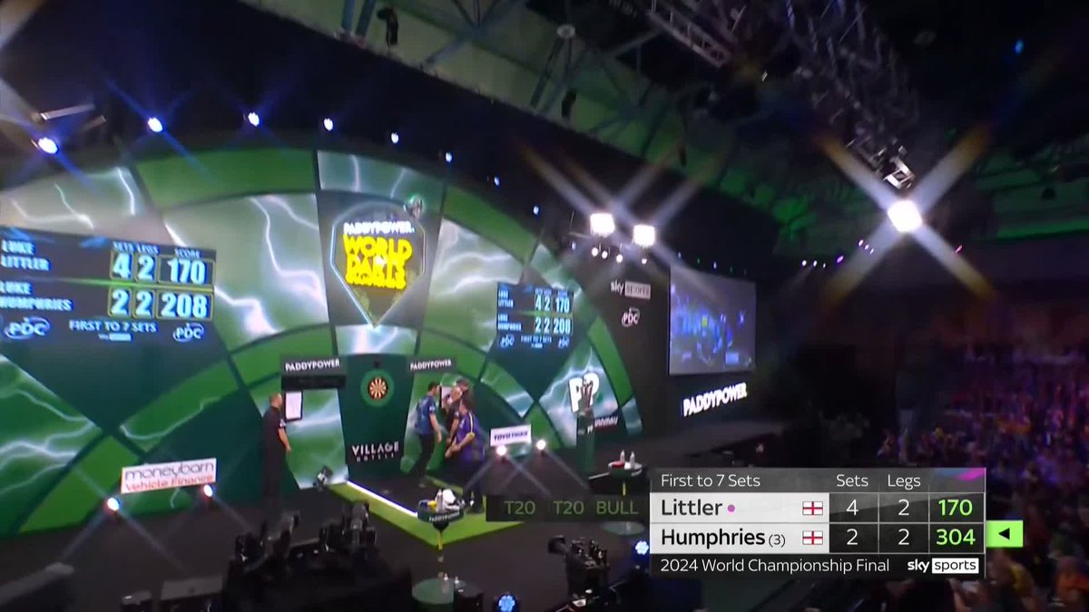 HUMPHRIES HANGING IN THERE! A dramatic ending to set seven! Luke Littler misses D2 for a 5-2 lead, allowing Luke Humphries to halve the deficit! 📺 #WCDarts | Final