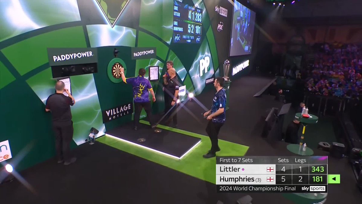 HUMPHRIES ONE AWAY! A crucial last dart D18 from Luke Humphries sees him move a set away from the title! Is that the killer blow for Luke Littler? 📺 #WCDarts | Final