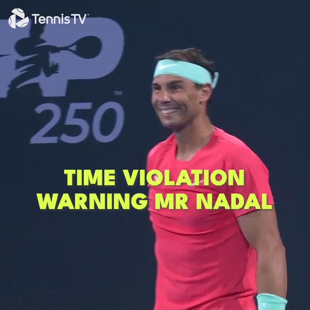 "Rafael Nadal was a little bit late coming back from the toilet" 😂 Rafa Nadal with an unusual time violation in Brisbane! #BrisbaneTennis