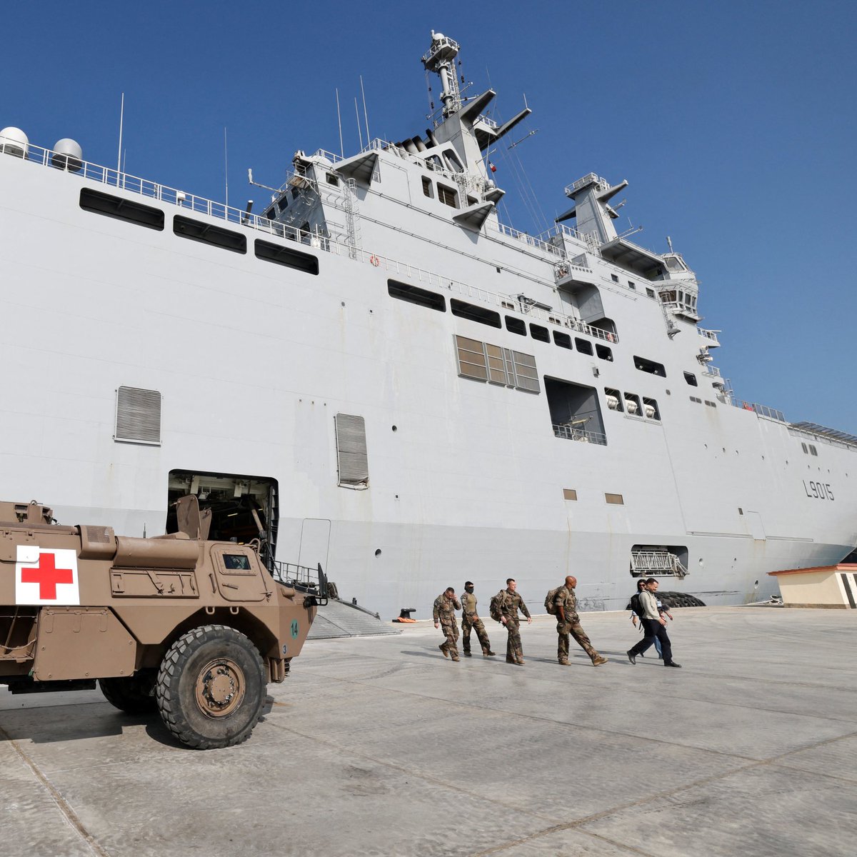 This French military vessel has been converted into a floating hospital and is now helping wounded Gazans.