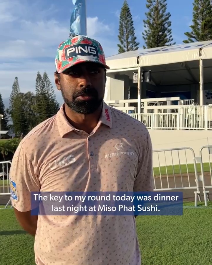 The key to success today for solo leader Sahith Reddy Theegala? Lots (and lots) of sushi 🍣