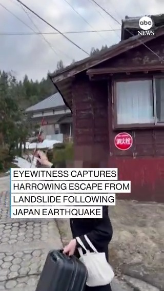 Terrifying eyewitness footage shows Wajima residents escaping from a landslide after a deadly earthquake struck the Japanese city. The latest: