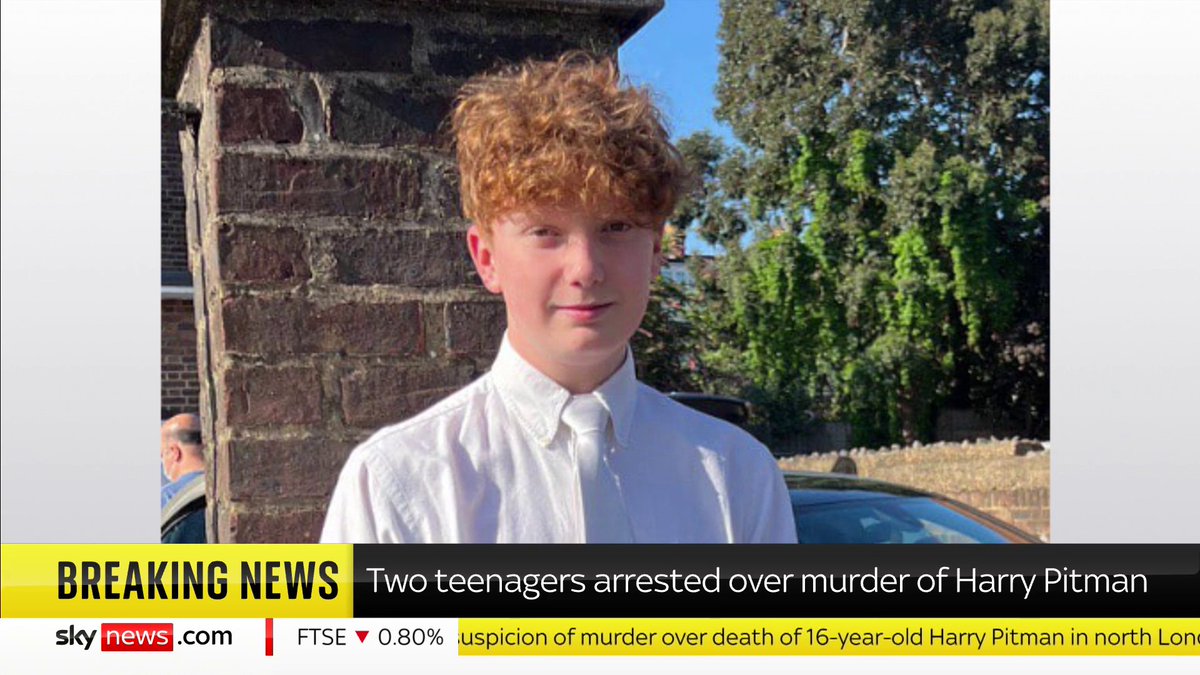 BREAKING: A 16-year-old boy and a 17-year-old boy have been arrested on suspicion of murder over the death of 16-year-old Harry Pitman in north London on New Year's Eve, the Metropolitan Police said. 🔗 📺 Sky 501, Virgin 602, Freeview 233 and YouTube
