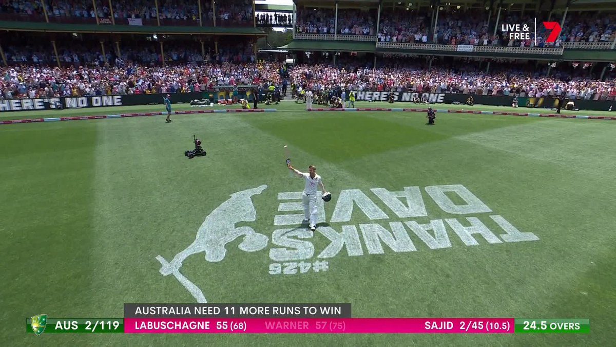 The final walk of David Warner in Test career. - Thank you for all memories 🤝