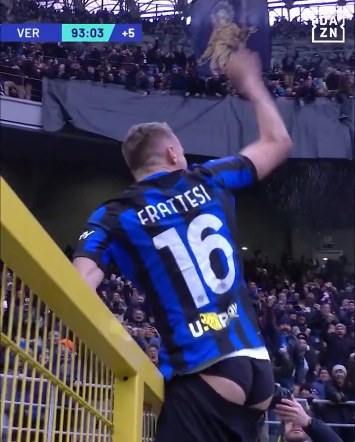 Frattesi uomo della provvidenza per l'Inter 🙏 Entra e al 93' fa ESPLODERE San Siro ⚽ #InterVerona #SerieATIM #DAZN