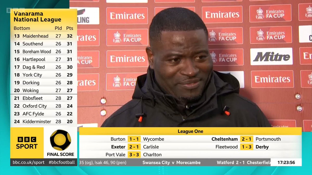 "This result binds us together forever." Just lovely words from Maidstone United boss George Elokobi 💛🖤 #BBCFootball #FACup #BBCFinalScore