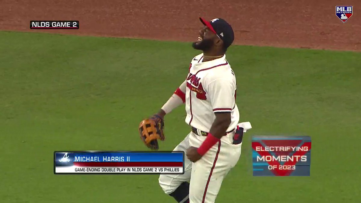 A truly ⚡️ moment! Atlanta Braves OF Michael Harris II〽️'s game-ending double play comes in at #8 on the countdown!