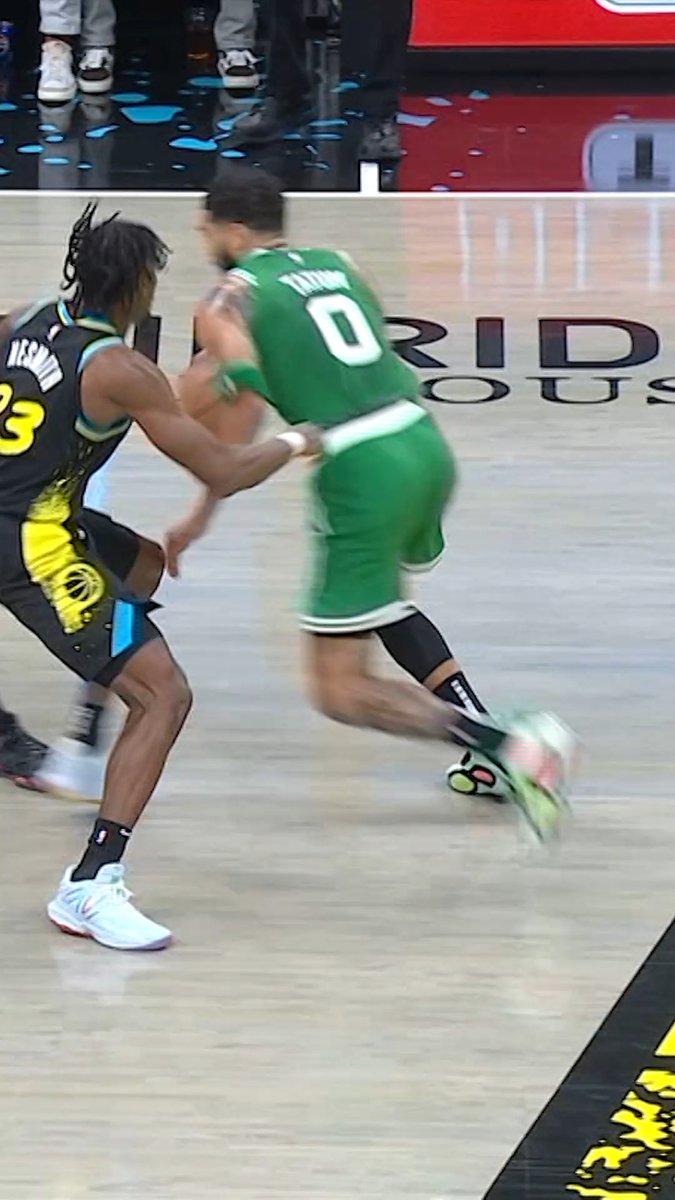 Jayson Tatum just snatched Myles Turner's ankles 😳😳😳