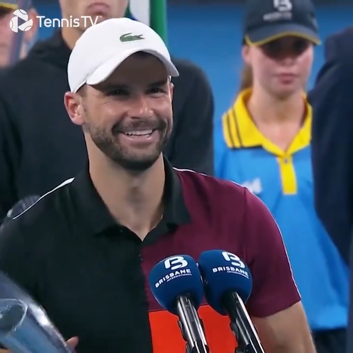 "It's been a while since I held one of these." Come for the Grigor Dimitrov victory, stay for the speech 😍 Brisbane International | #BrisbaneTennis