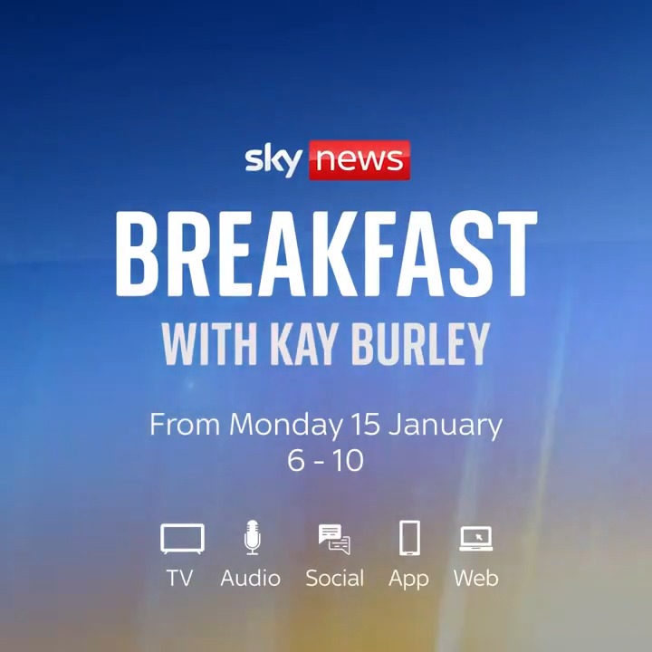 Breakfast on Sky News is getting a fresh new look 📺 Weekdays will see Chief Presenter Kay Burley live from a new studio with Gareth Barlow, Mhari Aurora and Wilfred Frost. Watch 6am – 10am 👉 Freeview 233, Sky 501, Virgin 603, BT 313, YouTube & the Sky News website and app.